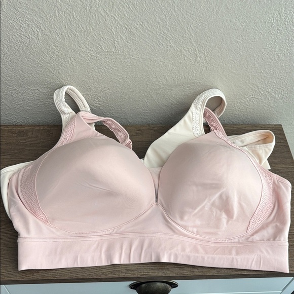 Jockey Women’s Plus Bra Lot 7514 Beige/Blush Forever Fit Wireless 3XL (2 Bras) - Picture 1 of 15